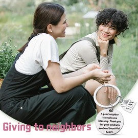 yaozeio Neighbor Keychain Gifts for Women Men Neighbor Birthday Christmas Gifts for Neighbors Moving Away Gifts for neighbors Thank You Keychain Gift for Neighbor Felmale Male