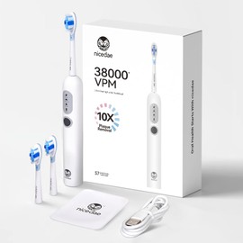nicedae UltraSonic Pro Whitening Toothbrush – 37,200/Min Vibrations, 180-Day Battery, 2 Brush Heads & Travel-Friendly – Dentist-Recommended Deep Clean