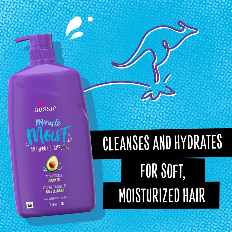 Aussie Miracle Moist Shampoo and Conditioner Hair Set, 26.2 fl