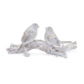 Melrose 92880DS 9.5 x 3.5 in. Resin Birds on Branch Decor White & Brown
