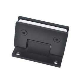 90 Degree Glass Door Hinge, Heavy Bathroom Door Clip, Shower Room Hinge Bathroom Hardware, 304 Stainless Steel Brushed Surface Treatment, Suitable for 8-12 mm Toughened Glass (Black)