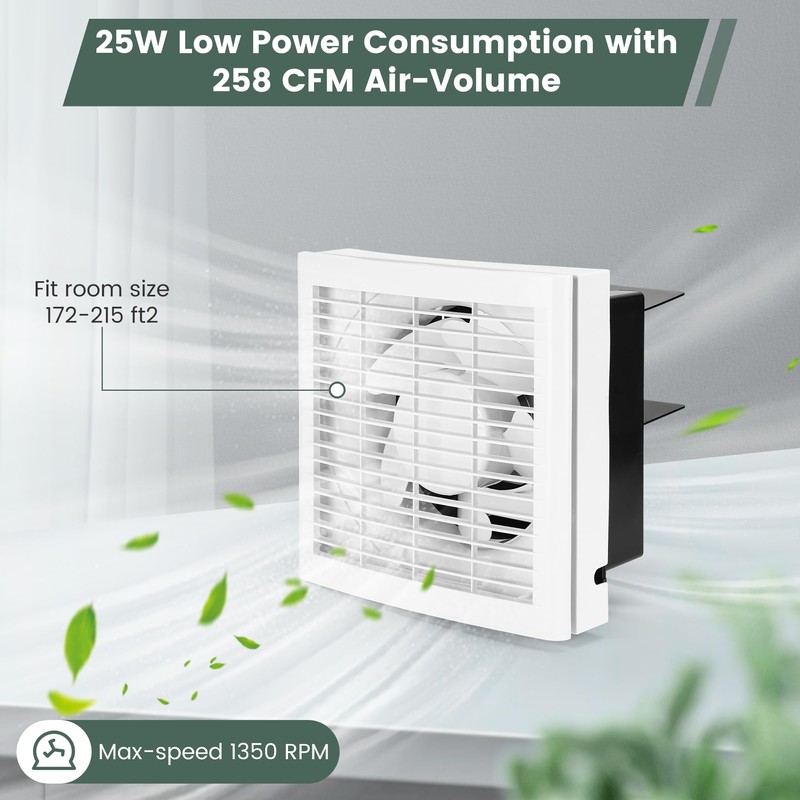 Fanspex 6" Shutter Exhaust Fan, 258CFM Window or Wall Mount