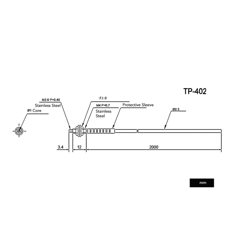 Fiber Optic Sensor 0 to 3600mm Distance Measuring M4 Thread
