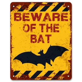 Print Crafted - Beware Of The Bat | Vintage Metal Garden Yard Warning Sign