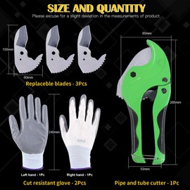 Mardatt Professional PVC Pipe & Tube Cutter Tools Kit Including 3 Spare Blades, Glove for Cutting O.D. up to 1-5/8 inches Plastic PEX, PVC, and PPR Pipe, Ideal for Plumbers, Repairer