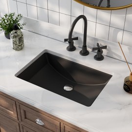 DeerValley DV-1U0086 Ally Undermount Bathroom Sink 21'' x 15'' Rectangular Bathroom Undermount Sink Vitreous China Bathroom Sink with Overflow, Matte Black