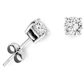 Small Solid 925 Sterling Silver Cubic Zirconia CZ Solitaire Stud Earrings (3mm, Round Cut)