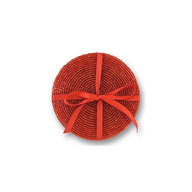 Red Beaded Coasters Set of 4#76-241