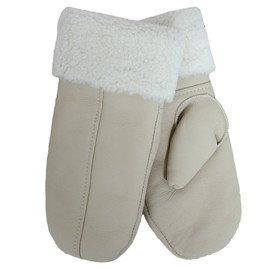 SamWo, 100% sheepskin gloves/mittens for women, Medium, Natural