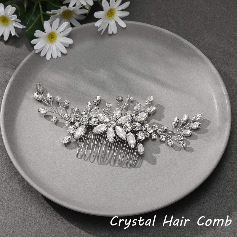 Unicra Peine para el pelo de novia de cristal de