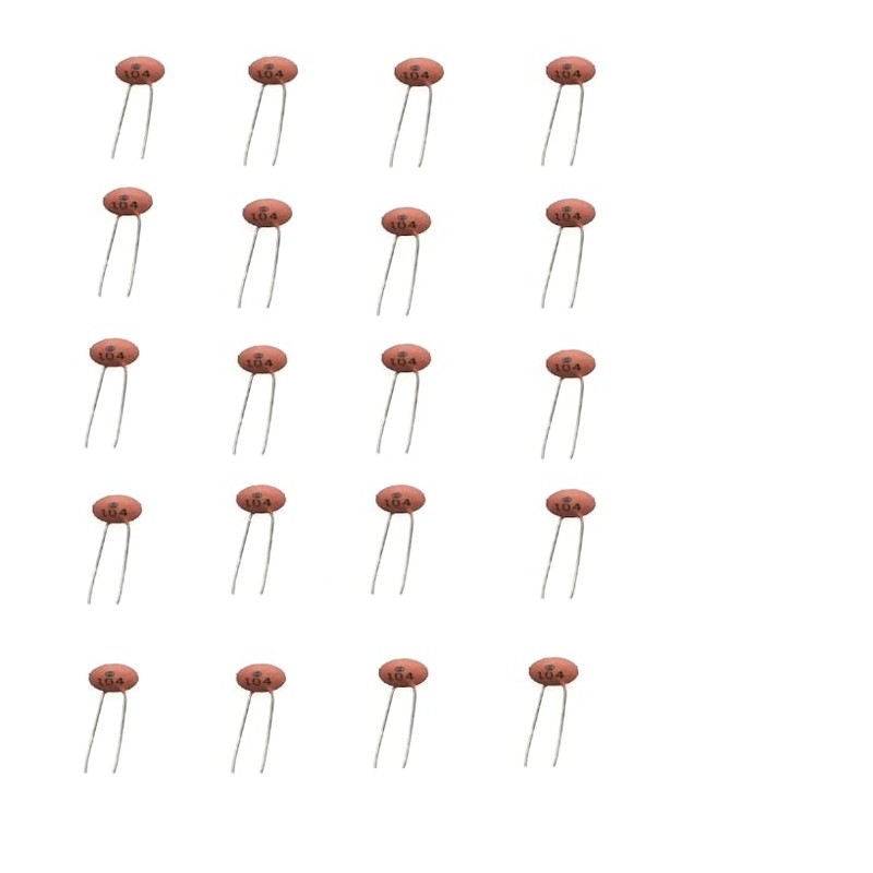 20pcs. of 104 Ceramic Capacitor 0.1uF 100nF Low Voltage DIP
