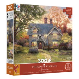 Ceaco - Large Piece Jigsaw Puzzle- Thomas Kinkade - Gingerbread Cottage - Relaxing and Fun Activity for Adults