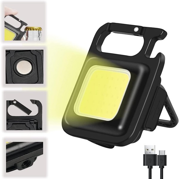 Keychain Emergency Light, Mini Rechargeable LED Flashlights,COB Keychain Work Light