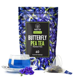 BLUE TEA - Butterfly Pea Flower Tea - 60 Tea Bags (120 cups) || NATURAL GOODNESS || Caffeine Free - Flower Based - Natural Ingredients - Herbal Tea - Detox Tea - NON-GMO | Premium Zipper Pack