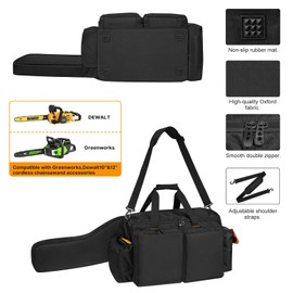 ORKELS 10in &12In Chainsaw Case Compatible with EGO, Dewalt, Greenworks Power Chainsaws – Durable Chainsaw Bag for Chainsaw & Accessories – Bag Only