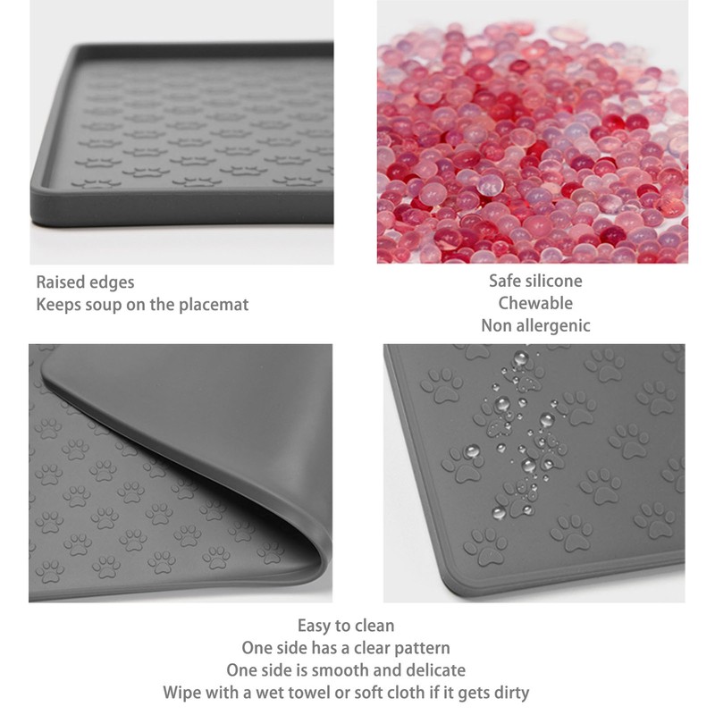 Pet Feeding Mat Silicone Waterproof Safe Raised Edge Slip Resistant