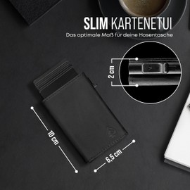 CARD Nine® Card Case with RFID Protection, Smart Wallet, Pop-Up Wallet, Card Holder, Wallet with Magnetic Closure, black, Modern