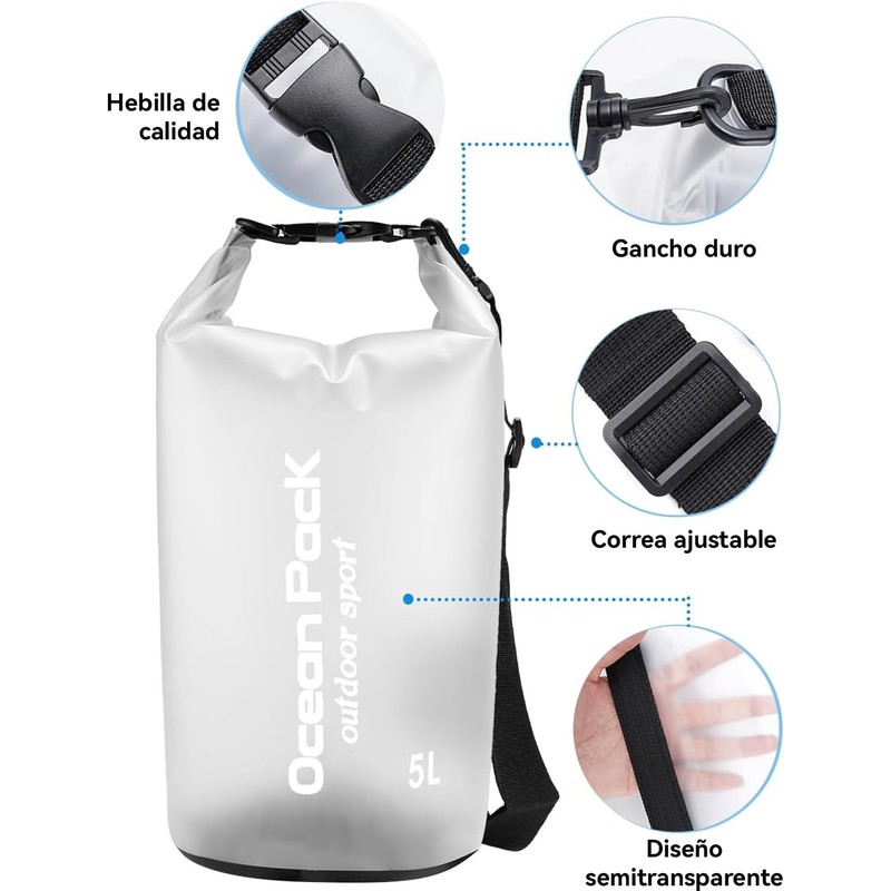 Bolsa Impermeable, Bolsa Seca 20l 10l 5l Con Funda Impermeable