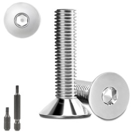 Countersunk Screws M5 x 20 mm Stainless Steel Hexagon Socket M5 Stainless Steel Screws DIN 7991/ISO 10642 Countersunk Head Screws Socket Threaded Screws Countersunk Screw with 2 Pieces Hex Screwdriver Head (Silver) Pack of 60