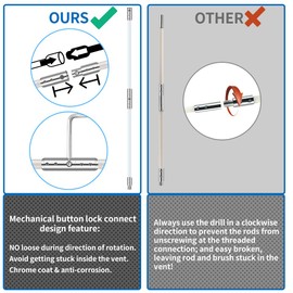 30 Feet Dryer Vent Cleaning Kit Chrome Button Locking System Dryer Vent Cleaning System Dryer Vent Cleaner Kit Vacuum Attachment Dryer Vent Nozzle Hose Attachment Vacuum Adapter Dryer Adapter