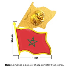 Morocco Flag Lapel Pin - Enamel Metal National Badge | World Travel Souvenir Gifts for Men & Women | Country Flag Patriotic Brooch Bulk Pack of Pins for Hat, Tie, Clothes, Backpack (1pc)