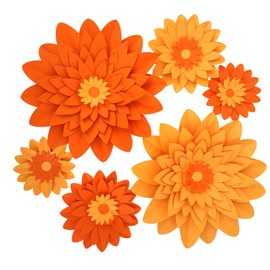 Mybbshower Orange Paper Flower for Fall Autumn Thanksgiving Anniversary Birthday Orange Wedding Party Backdrop Nursery Wall Home Decor Pack of 6