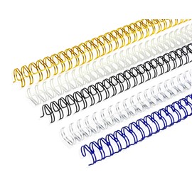 Rayson WR3264M Wire Binding Spines, Multicolor, 3:1 Pitch Double Loop Binding Wires 1/4 Inch, 32-Loop Wire Ring Pack of 100 with Black, Gold, Blue, White, Silver