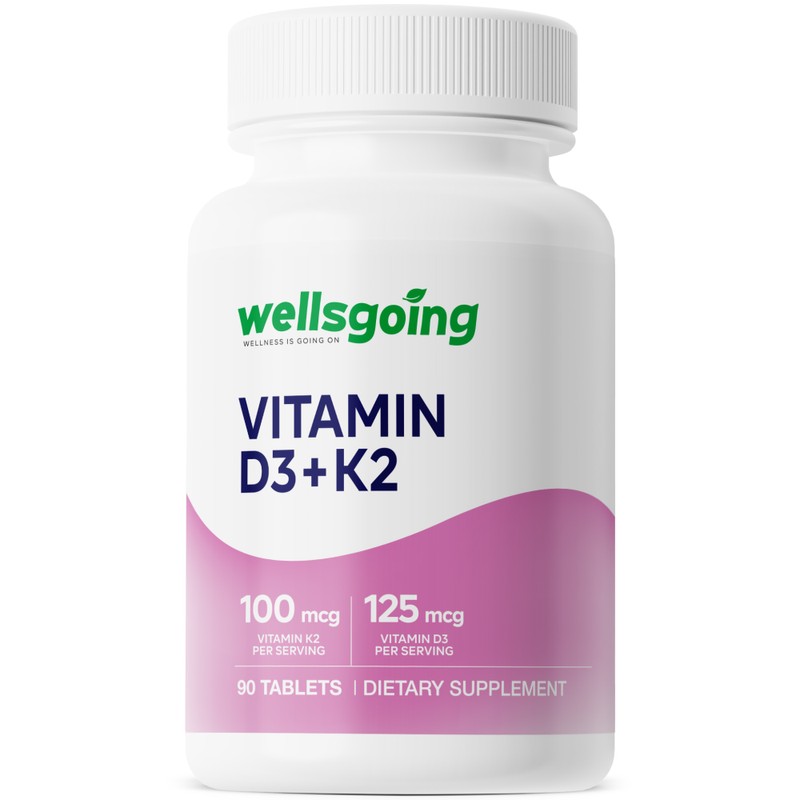 Wellsgoing Vitamin D3 + K2 Supplement, 5000 IU (125 mcg)