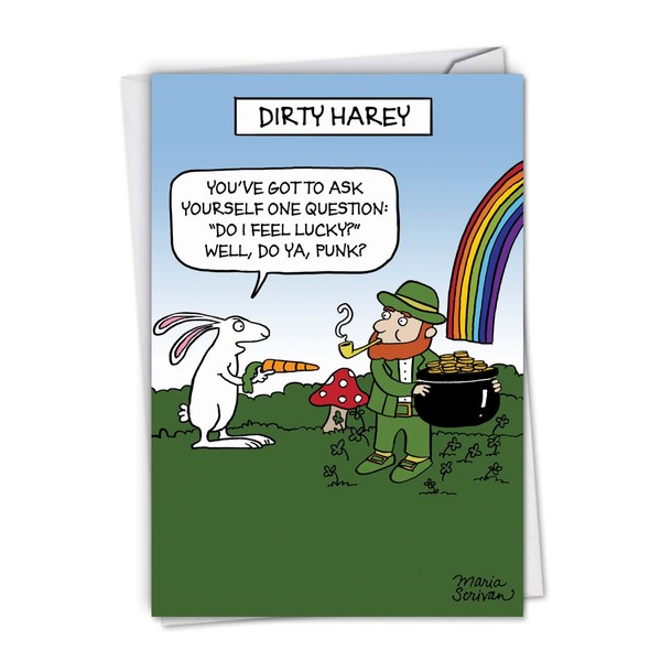 NobleWorks 1 Funny St. Patrick's Day, Humor Irish Greeting Card with Envelope (4.63 x 6.75 Inch) - Dirty Harey 4468