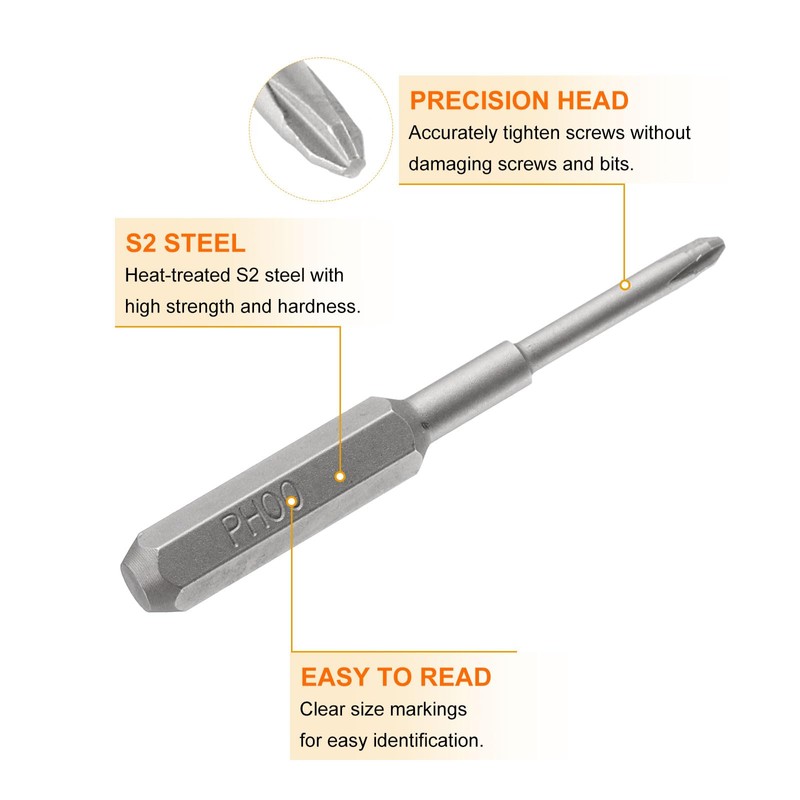sourcing map 5pcs PH00 Phillips Screwdriver Bit 5/32" Hex Shank