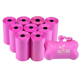 Downtown Pet Supply - Large Dog Poop Bags with Dog Leash Clip and Poop Bag Dispenser - Cat Litter & Dog Poop Scoop Bags - Unscented, Leak-Proof Bags - Pink - 12.5 x 8.5 in - 180Ct
