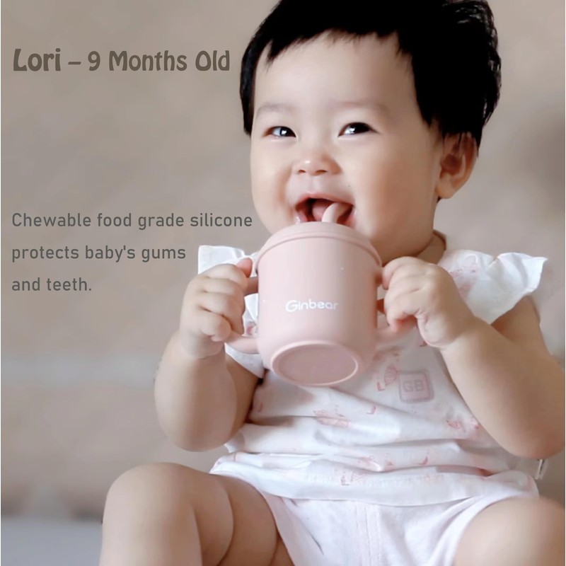 Ginbear 2-in-1 Sip-N-Straw Baby Cup, Spill Proof Non-toxic BPA Free