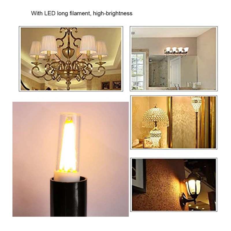 10Pcs E17 Long Filament Bulbs AC110V 3W for Chandelier Ceiling
