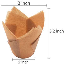 150pcs Tulip Cupcake Liners Natural Baking Cups Muffin Paper Liner Grease-Proof Wrappers for Wedding, Birthday Party, Standard Size, Natural Color