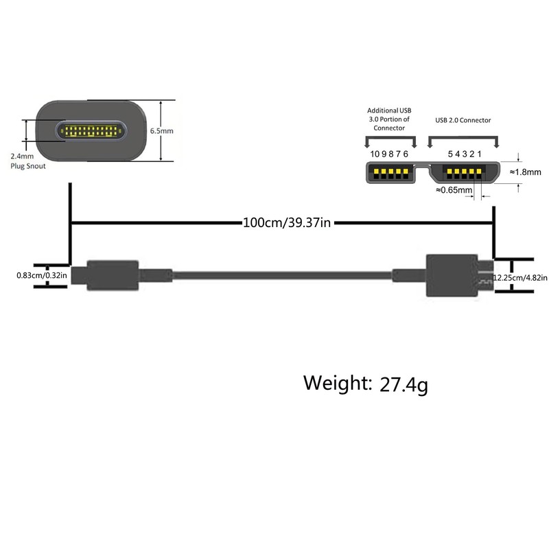 [2-Pack] 3FT USB-C to USB 3.0 Micro-B Data Cable 3A,