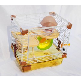 PETZHUBO Hamster Cage Small Animal Cage 2 Layers Transparent Cage Size：10.6"(W) X8.1(L) X10.6 (H) Suitable for Hamsters up to 3.5 inch in Length.