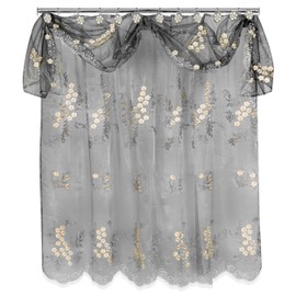 Popular Bath Sheer SC with Valance Bloomfield, Shower Curtain, Grey