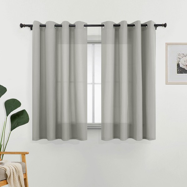 L.Z.E Opaque Grey, Short Window Curtains, Bedroom, Set of 2