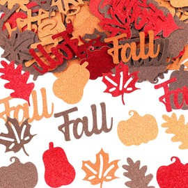 Hying 200PCS Fall Confetti for Table, Orange Brown Red Sequins Pumpkin Fall Maple Leaf Confetti for Home Thanksgiving Holiday Party Decoration Crafts Table Decor Supplies Autumn Table Decorations