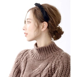 VINGTAINE HK-218-BK Velvet Thin Ribbon Headband Thin Simple Autumn Winter Adult Cute Hair Accessory Black