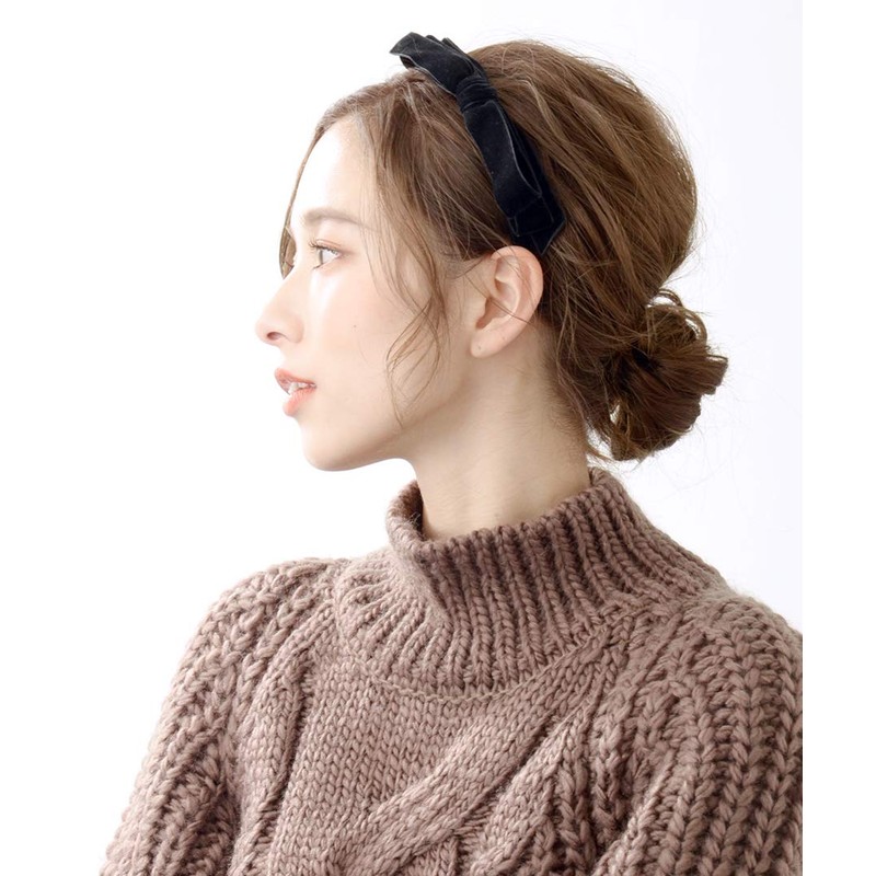 VINGTAINE HK-218-BK Velvet Thin Ribbon Headband Thin Simple Autumn Winter
