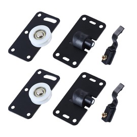 UtySty 2 Set Sliding Roller Pulley Silent Nylon Mounting Bottom Wheel with Top Switch Hardware Pulleys Replacement for Cabinet Door Closet Window Wardrobe Drawer Furniture Accessories