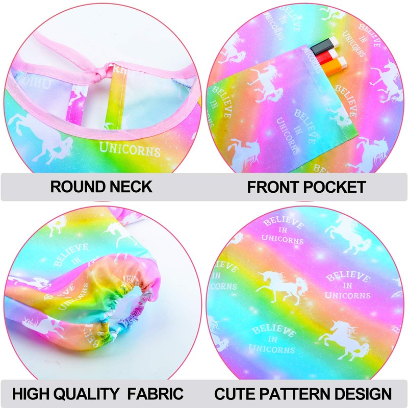 Fiodrimy - Delantal impermeable para niñas y niños, Arcoíris Unicornio,