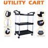 Abacad Plastic Utility Cart with Wheels Lockable, Restaurant Cart, 3
