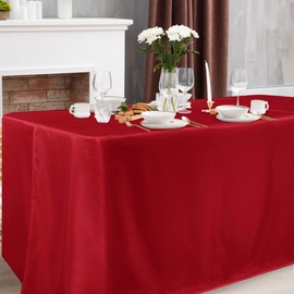 Obstal 2 Pack Red Table Cloths for 4 FT Standard Folding Tables - Water Resistant Washable Fabric Polyester Rectangle Table Cover for Holiday, Banquet and Trade Shows, 48L x 24W x 30H Inches