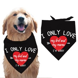 Arricraft 1 Pc Dog Bandana, 'I Only Love My Bed and My Mama I'm Sorry' Pet Scarf, Adjustable Triangle Bibs, Washable Cotton Handkerchief Accessories for Medium Large Dogs