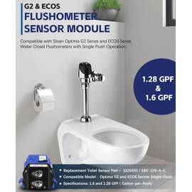 G2 EBV-129-A-C Water Closet Electronic Control Module Compatible with Sloan Optima G2 & ECOS Flushometers 1.28 & 1.6 GPF, Toilet Flush Valve Sensor Module, 3325450 Flushometer Sensor