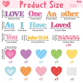 BeYumi Valentine Heart Bulletin Board - 121Pcs Valentine's Day Pastel Love Heart Christian Bulletin Border Rainbow Heart Bible Verse Cutout Heart Border Trim Sunday School Church Chalkboard Decoration