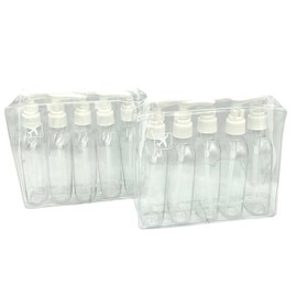 2 x Holiday Travel Clear Plastic Bottles Packs - 10 x 100 ml Pump Bottles & 2 x Clear Zip Bags