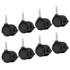 PATIKIL 1 Inch Swivel Stem Casters, 8 Pack Nylon 360 Degree Insert Swivel Stem Wheels with Brake for Chair Shelf Furniture Replacement, Black